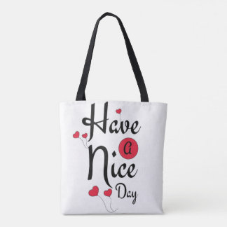 Bolsa Tote Have a Nice Day Typography with Heart Balloons