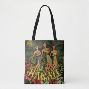 Bolsa Tote Hawaii Aloha Palm Hula Art Design