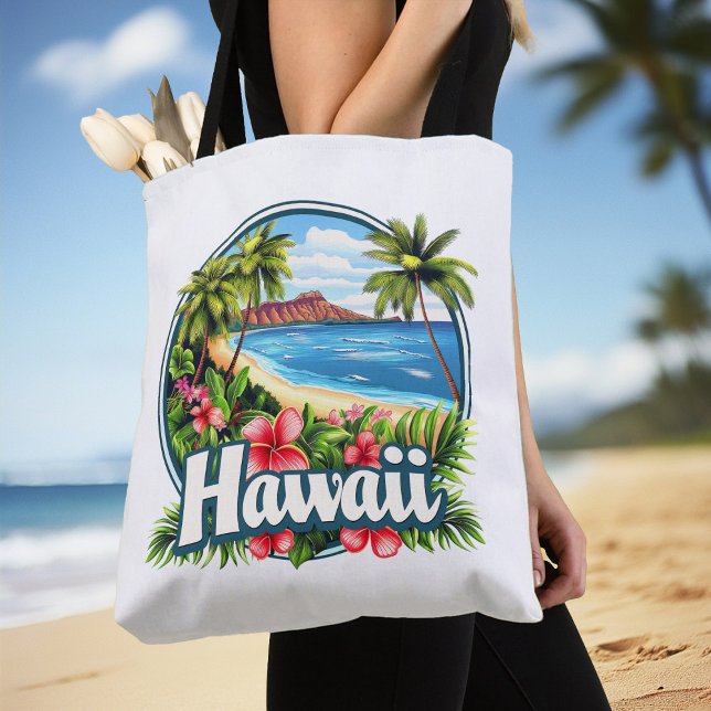Bolsa Tote Hawaii Beach Tropical Flowtain Mountain Viagem Art (Hawaii Beach Tropical Flowers Mountains Travel Art Tote Bag)
