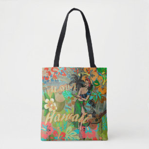Bolsa Tote Hawaii Flower Hula Vintage - Gráfico Floral