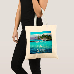 Bolsa Tote Hawaii Ocean Palm Trees Summer é um estado mental