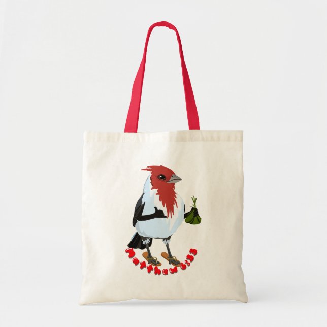 Bolsa Tote HAWAII RED CRESTED CARDINAL—Bible verse (Frente)