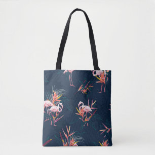 Bolsa Tote Hawaiian Flamingo: Trabalho de arte Tropical Vinta