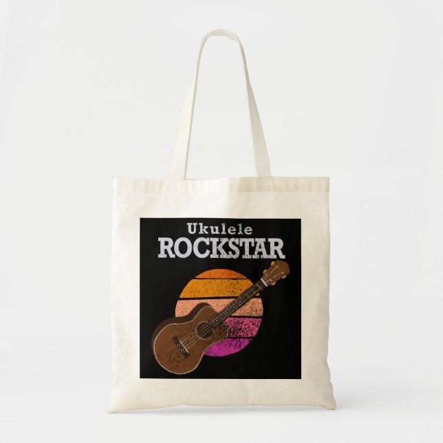 Bolsa Tote Hawaiian Funny Ukulele Rockstar Retro Sunset (Frente)