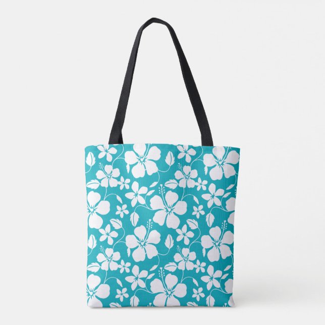 BOLSA TOTE HAWAIIAN HULA (HIBISCUS) TEAL (Verso)