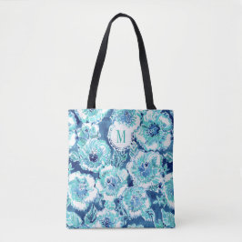 Bolsa Tote Hawaiian tropical azul da RECOMPENSA do HIBISCUS