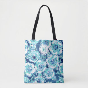 Bolsa Tote Hawaiian tropical azul da RECOMPENSA do HIBISCUS