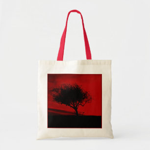 Bolsa Tote Hawthorn de Glastonbury. Árvore no monte. Vermelh