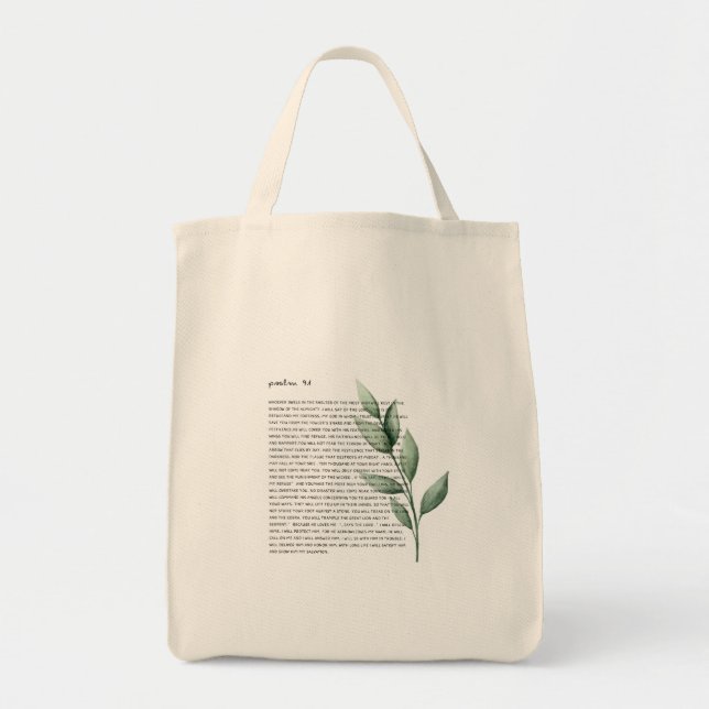 Bolsa Tote He Will Guard You Psalm 91 Grocery Bag (Frente)