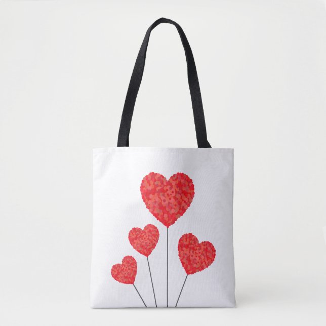 Bolsa Tote Heart Balloons Illustration Design (Frente)