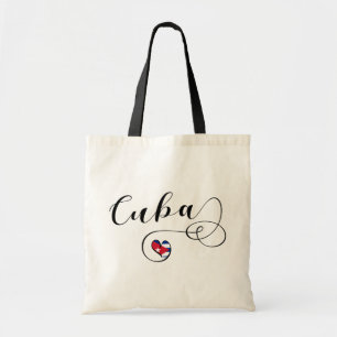 Bolsa Tote Heart Cuba Flag, Cuban Flag Heart Tote Bag