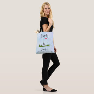 Bolsa Tote Heart Paris com Eiffel Tower Custom