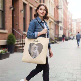 Bolsa Tote Heart-Shaped Cat Design