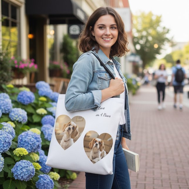 Bolsa Tote Heart-Shaped Dog Design – “Happiness on Four Paws” (Criador carregado)
