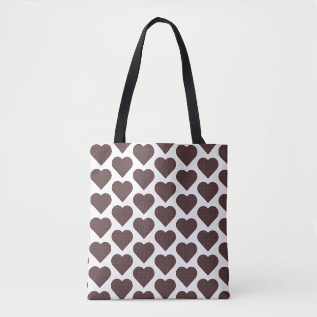 Bolsa Tote Heart Shaped Plaid Brown Blue (Frente)