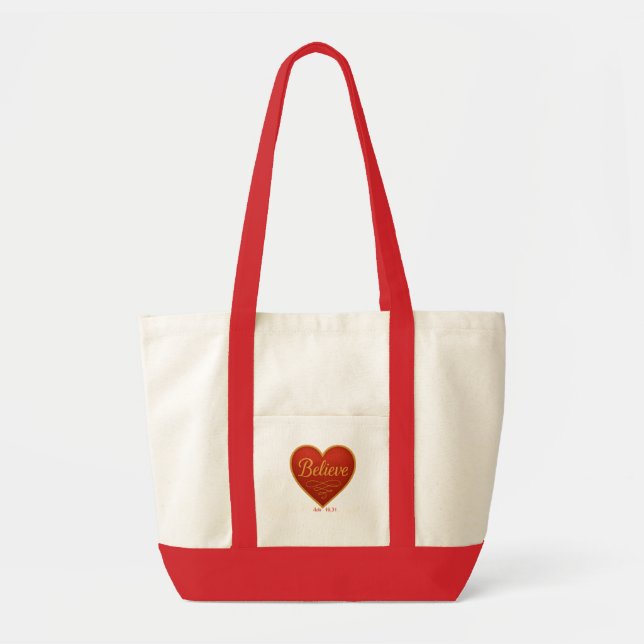 Bolsa Tote Heart with Believe in Gold (Frente)