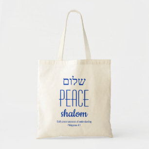 Bolsa Tote Hebraico do Shalom da PAZ ש ל ו Escritura ם Person