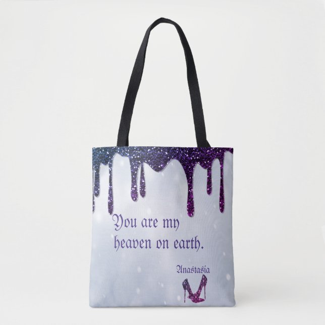 Bolsa Tote Heels de Sequências Roxas (Frente)