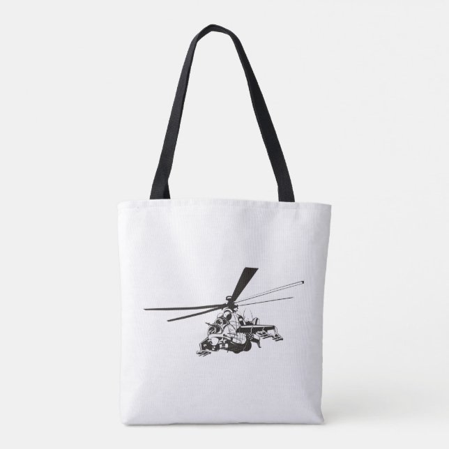 Bolsa Tote Helicóptero de desenho "Hind" (Verso)