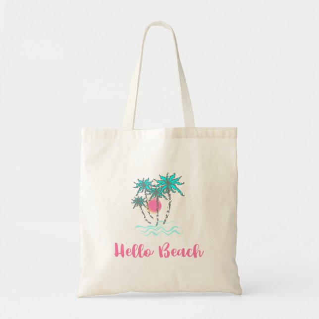 Bolsa Tote Hello Beach Tropical Style Summer (Frente)
