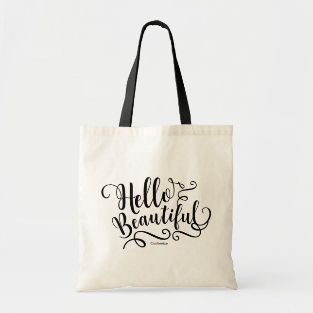 Bolsa Tote HELLO BELA Tipografia Moderna Personalizada (Frente)