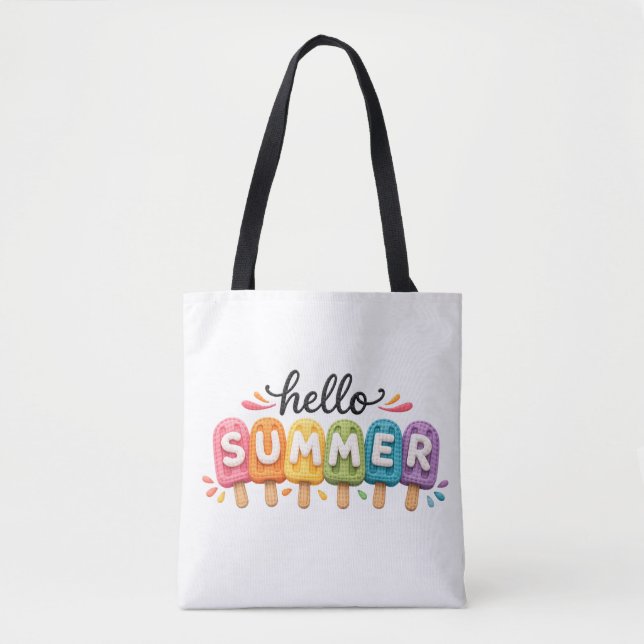 Bolsa Tote Hello Summer Faux Yarn Design (Frente)