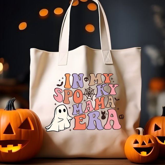 BOLSA TOTE HELLOWEEN GROOVY NA MINHA ERA DE MÃE ASSOMBRADA (FUNNY GROOVY HALLOWEEN IN MY SPOOKY MAMA ERA OUTFIT FOR MOM DURING HALLOWEEN OR AUTUMN)