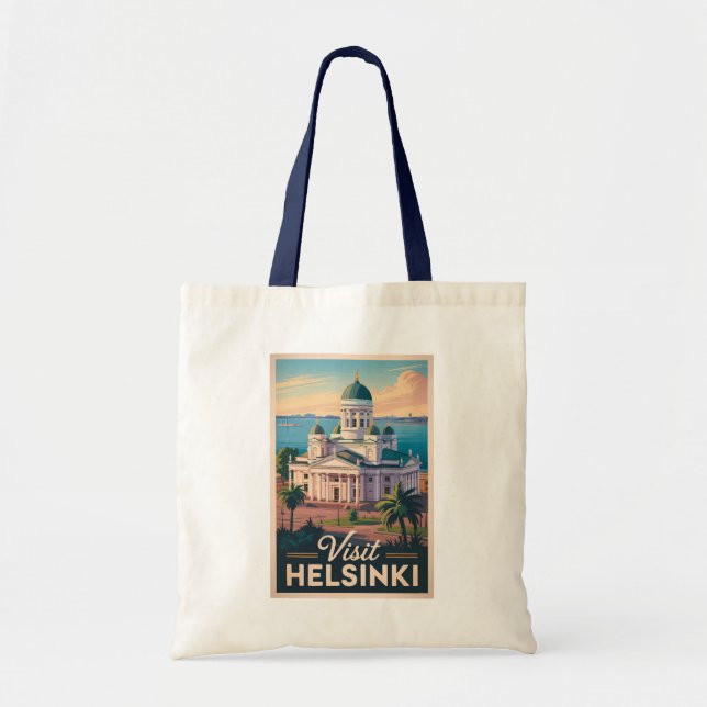 Bolsa Tote Helsinki Finland Cathedral Travel Art Vintage (Frente)
