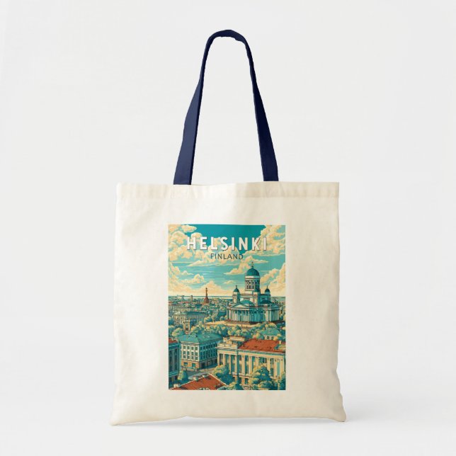 Bolsa Tote Helsinki Finland Travel Art Vintage (Frente)