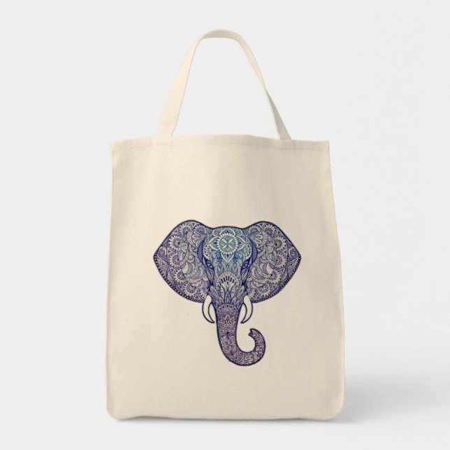 Bolsa Tote Henna Elephant Art (Frente)