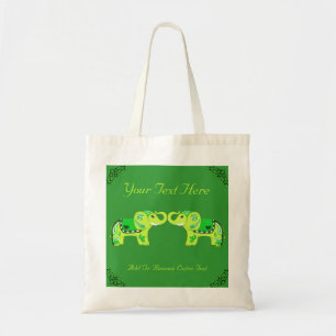 Bolsa Tote Henna Elephant (Verde/Verde limão)