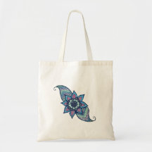 Henna inspirou design em azul e roxo Saco de Tote