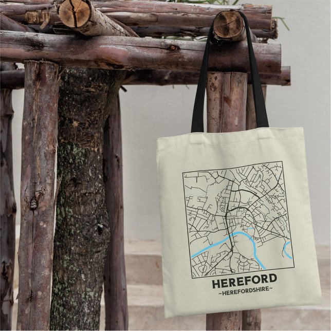 Bolsa Tote Hereford, Herefordshire City Map Tote Bag (Criador carregado)