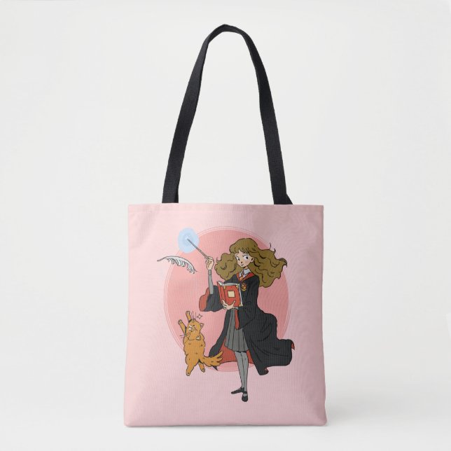 Bolsa Tote Hermione e Crookshanks Wingardium Leviosa (Frente)