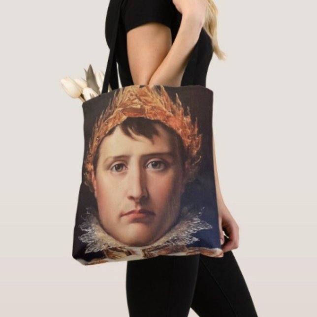 Bolsa Tote Herói Coroado com Coroa de Louros de Napoleão (Napoleon’s Portrait Design Travel Tote Bag, laminated  for extra support. Made in USA. )