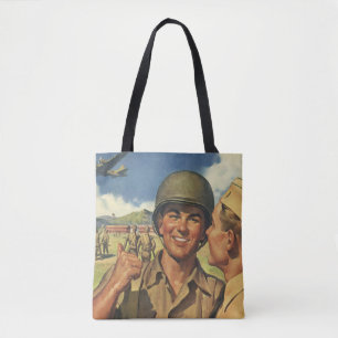 Bolsa Tote Heróis Patrióticos Vintage, Homens de Avião Milita