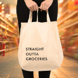Bolsa Tote Hetero Divertido EXTTA GROCERIS Minimalista Modern<br><div class="desc">A bolsa de tote "HETERO SAÍDA DO " apresenta um design minimalista e moderno que incorpora uma citação divertida e engraçada da tipografia. A citação "HETERO OUTTA GROCERIES" é impressa a negrito, em letras contrastantes na frente do saco e as linhas simples e limpas da inscrição dão-lhe uma moderna e...</div>