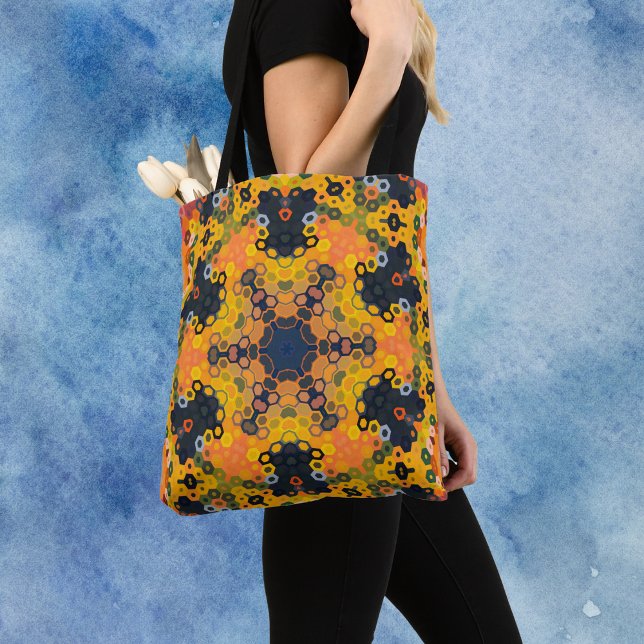 Bolsa Tote Hex Mandala Amarelo e Laranja (Criador carregado)