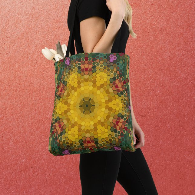 Bolsa Tote Hex Mandala Amarelo Verde e Laranja (Criador carregado)