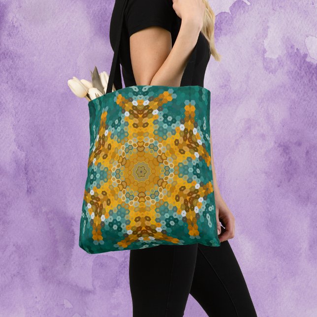 Bolsa Tote Hex Mandala Blue e Amarelo (Criador carregado)
