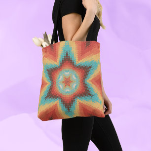 Bolsa Tote Hex Mandala Orange Blue e Amarelo