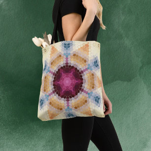 Bolsa Tote Hex Mandala Orange Pink e Blue