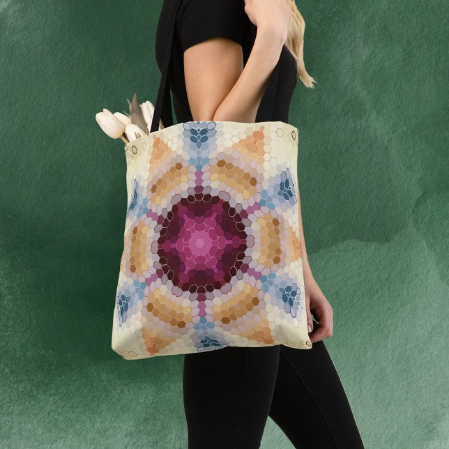 Bolsa Tote Hex Mandala Orange Pink e Blue (Criador carregado)