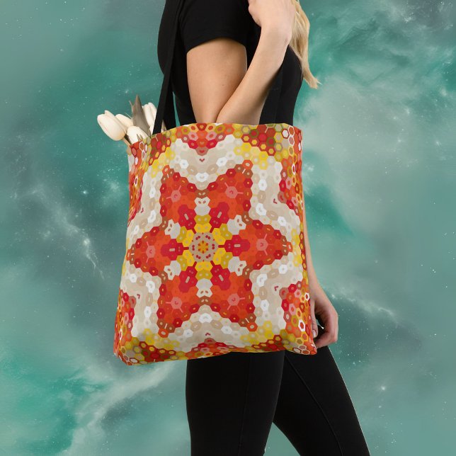 Bolsa Tote Hex Mandala Red e Yellow (Criador carregado)
