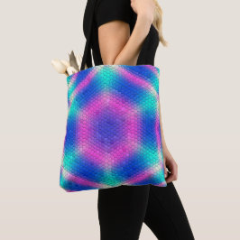 Bolsa Tote Hexágonos Holográficos de Escala de Sereia Rosa a