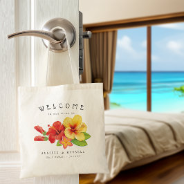 Bolsa Tote Hibisco Floral Tropical Boas-vindas Casamento