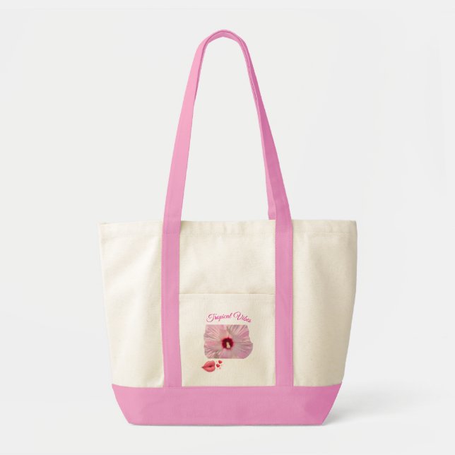 Bolsa Tote Hibisco Rosa Tropical (Frente)