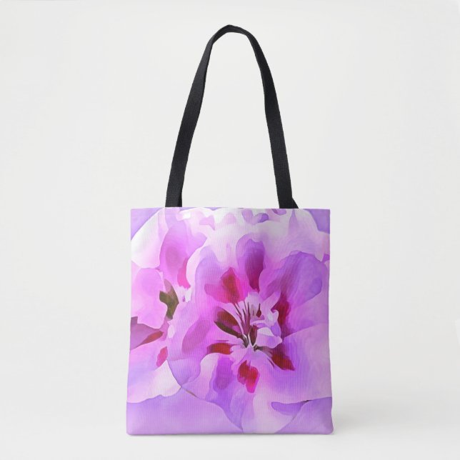 Bolsa Tote Hibisco Rosa Violeta Aquarela (Frente)
