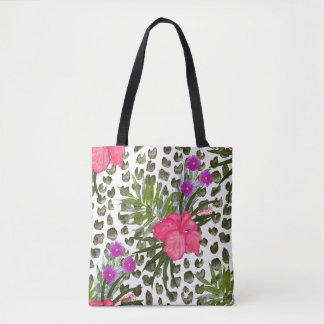Bolsa Tote Hibiscus Animal: Padrão Sem Costura De Aquarela.