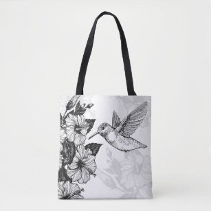 Bolsa Tote Hibiscus e beija-flor